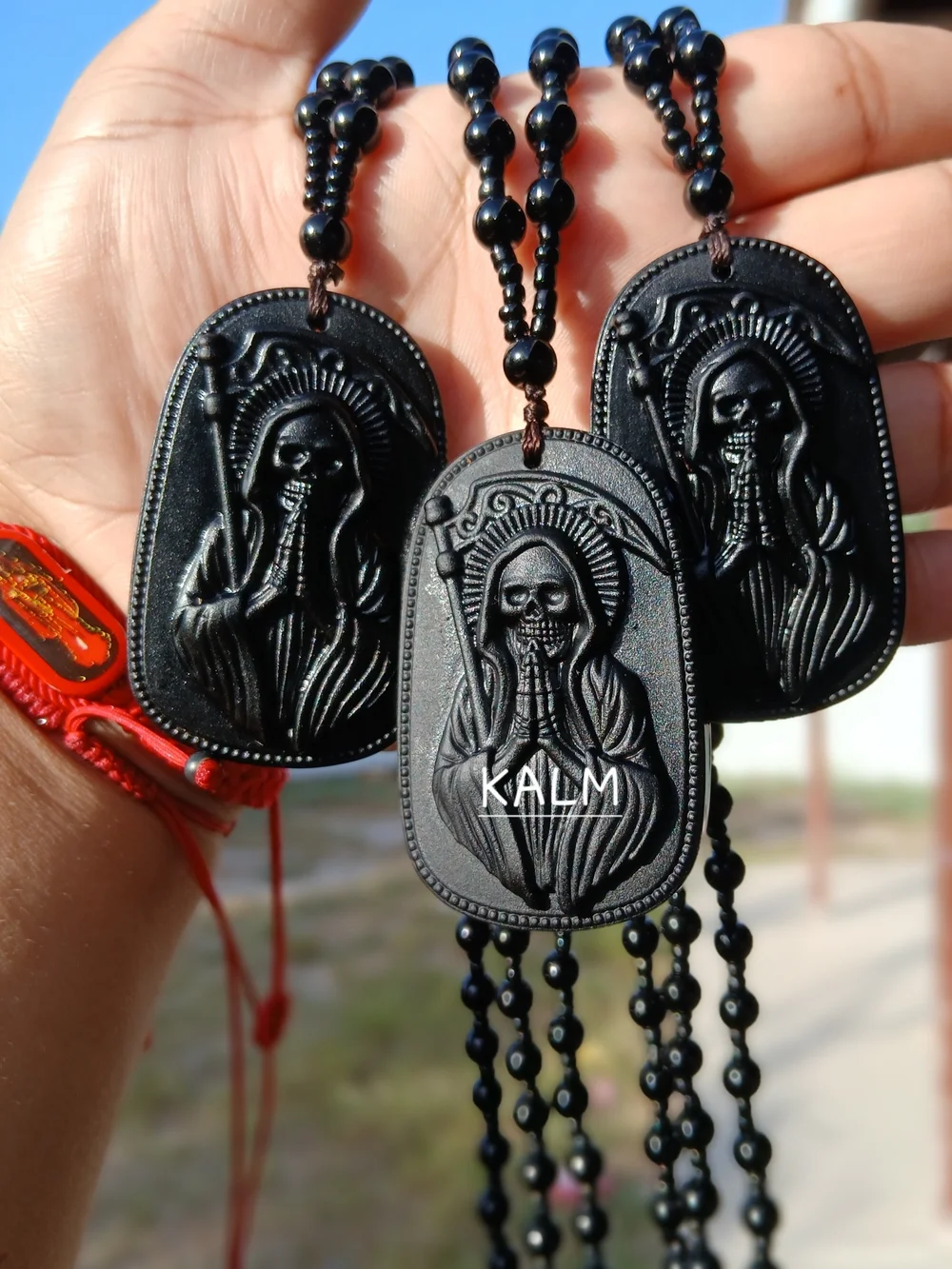 Black Grim Reaper Pendant Necklace